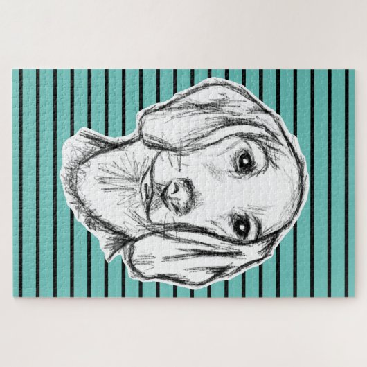 Dachshund Drawn Sketch Black Puppy Dog Puzzle (Horizontal)