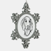 Dachshund Drawn Sketch Black Puppy Dog Schneeflocken Zinn-Ornament (Links)