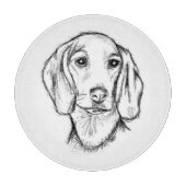 Dachshund Drawn Sketch Black Puppy Dog Schneidebrett (Vorderseite)