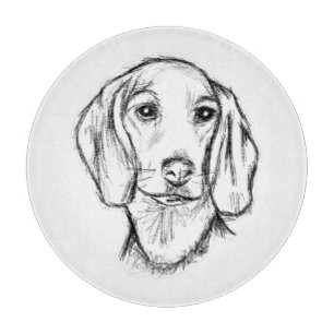 Dachshund Drawn Sketch Black Puppy Dog Schneidebrett
