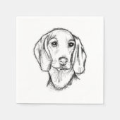 Dachshund Drawn Sketch Black Puppy Dog Serviette (Vorderseite)