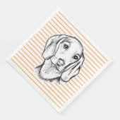 Dachshund Drawn Sketch Black Puppy Dog Serviette (Ecke)