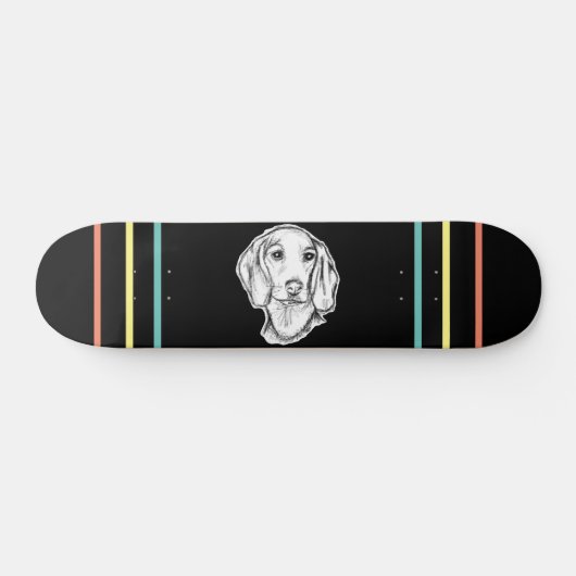 Dachshund Drawn Sketch Black Puppy Dog Skateboard (Horizontal)