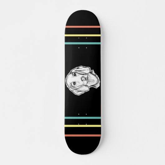 Dachshund Drawn Sketch Black Puppy Dog Skateboard (Vorne)