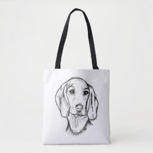 Dachshund Drawn Sketch Black Puppy Dog Tasche