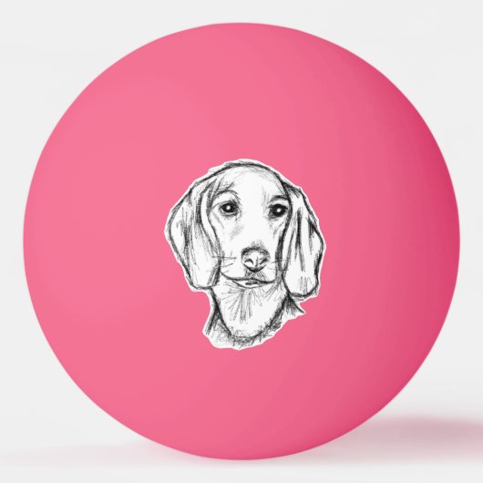 Dachshund Drawn Sketch Black Puppy Dog Tischtennisball (Vorderseite)