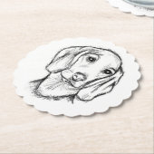 Dachshund Drawn Sketch Black Puppy Dog Untersetzer (angewinkelt)