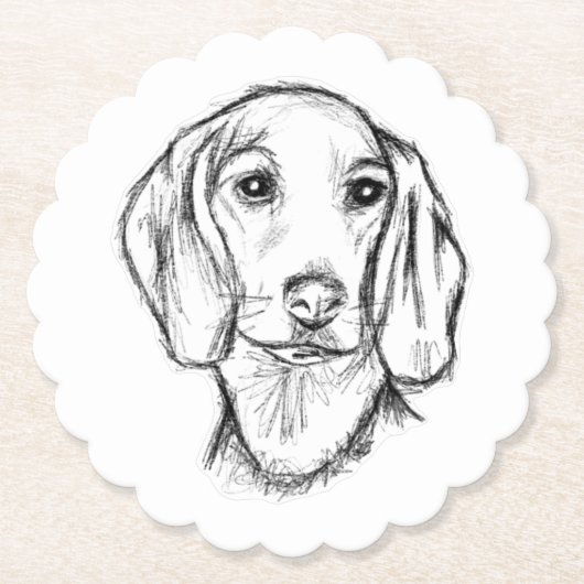 Dachshund Drawn Sketch Black Puppy Dog Untersetzer (Vorderseite)