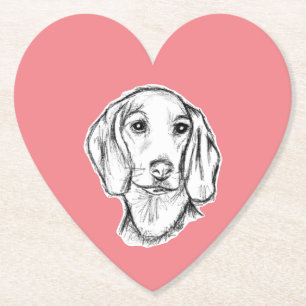 Dachshund Drawn Sketch Black Puppy Dog Untersetzer