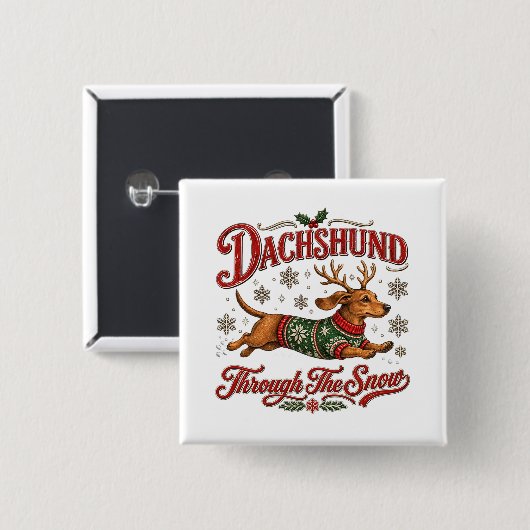 Dachshund durch den Schnee Button (Vorne & Hinten)