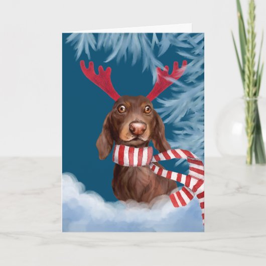 Dachshund durch den Schnee Feiertagskarte (Vorderseite)