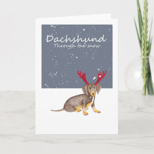 Dachshund Durch Den Schnee Feiertagskarte
