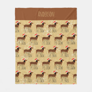 Dachshund durch den Schnee Fliesblanket Fleecedecke