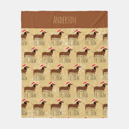 Dachshund durch den Schnee Fliesblanket Fleecedecke (Vorderseite)