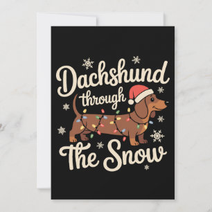 Dachshund Durch Den Schnee Hund Weihnachtslichter Einladung