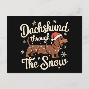 Dachshund Durch Den Schnee Hund Weihnachtslichter Feiertagspostkarte
