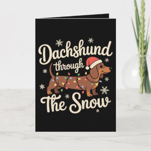 Dachshund durch den Schnee Hunde Weihnachtsbeleuch Karte