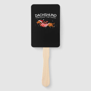 Dachshund Durch Den Schnee Lustiger Hund Weihnacht Fächer