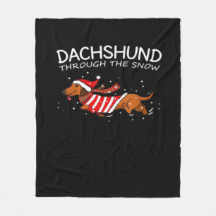 Dachshund Durch Den Schnee Lustiger Hund Weihnacht Fleecedecke