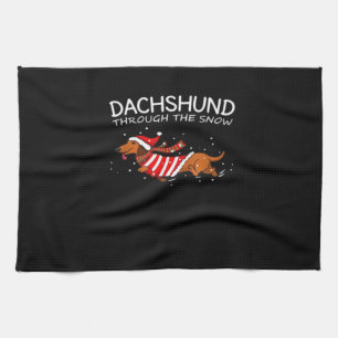 Dachshund Durch Den Schnee Lustiger Hund Weihnacht Geschirrtuch