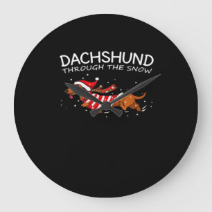 Dachshund Durch Den Schnee Lustiger Hund Weihnacht Große Wanduhr