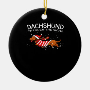 Dachshund Durch Den Schnee Lustiger Hund Weihnacht Keramik Ornament