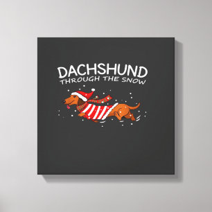Dachshund Durch Den Schnee Lustiger Hund Weihnacht Leinwanddruck