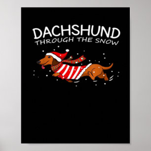 Dachshund Durch Den Schnee Lustiger Hund Weihnacht Poster