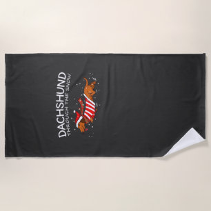Dachshund Durch Den Schnee Lustiger Hund Weihnacht Strandtuch