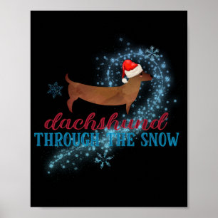 Dachshund Durch Den Schnee Santa Hund Weihnachten Poster