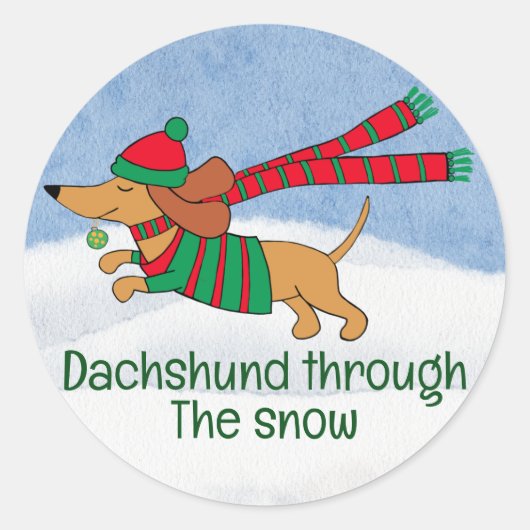 Dachshund durch den Schnee Sticker (Vorderseite)