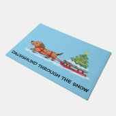 Dachshund Durch Den Schnee Türmatte (Schrägansicht)