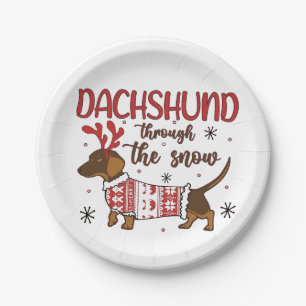 Dachshund Durch Den Schnee Weihnachten Hundeliebha Pappteller