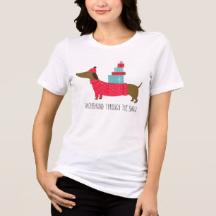 Dachshund durch den Schnee Weihnachtsgeschenk für Tri-Blend Shirt