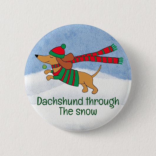Dachshund durch den Schnee Weihnachtsknopf Button (Vorderseite)