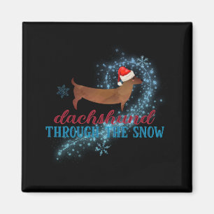 Dachshund Durch Den Schnee Weihnachtsmann Hund Wei Magnet