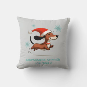 Dachshund durch den Schnee Welpenhund Weihnachten Kissen