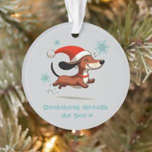 Dachshund durch den Schnee Welpenhund Weihnachten Ornament