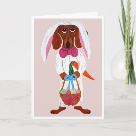 Dachshund Easter Bunny Feiertagskarte (Vorderseite)