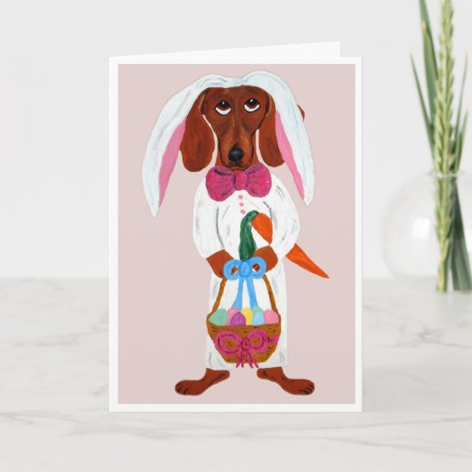 Dachshund Easter Bunny Feiertagskarte (Vorderseite)