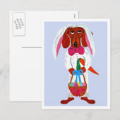 Dachshund Easter Bunny Feiertagspostkarte (Vorne/Hinten)