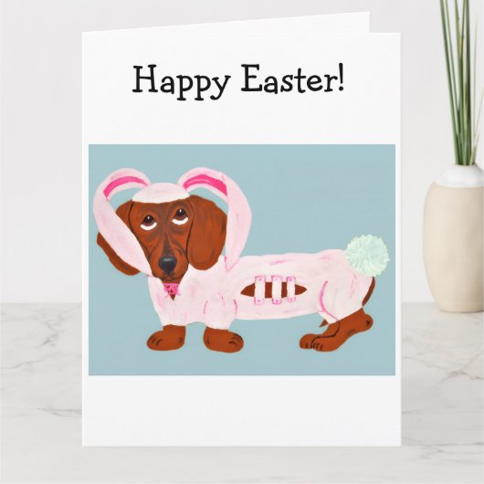 Dachshund Easter Bunny Karte (Vorderseite)