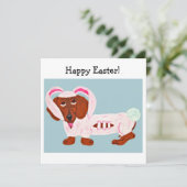 Dachshund Easter Bunny Karte (Stehend Vorderseite)
