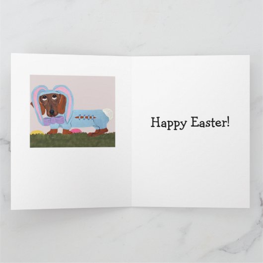 Dachshund Easter Bunny Karte (Innenseite)