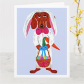 Dachshund Easter Bunny Karte (Gelbe Blume)