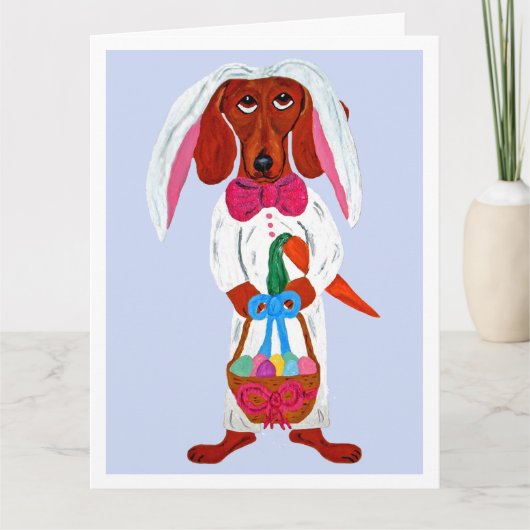 Dachshund Easter Bunny Karte (Vorderseite)