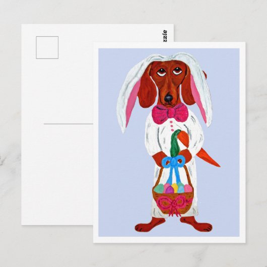 Dachshund Easter Bunny Postkarte (Vorne/Hinten)