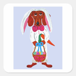 Dachshund Easter Bunny Quadratischer Aufkleber