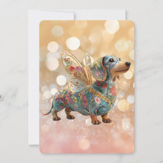 Dachshund Engel Feen Geburtstag Einladung (Vorderseite)