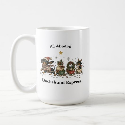 Dachshund-Express-Weihnachtsbecher Kaffeetasse (Links)